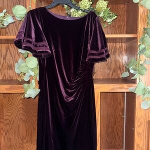 Elegant Velvet Purple Dress